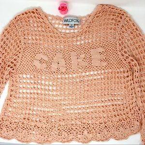 Wildfox Wynona Cake Crochet Peach Jumper Sweater